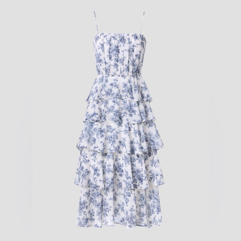 Jason Wu x RTR Navy Floral Tiered Dress